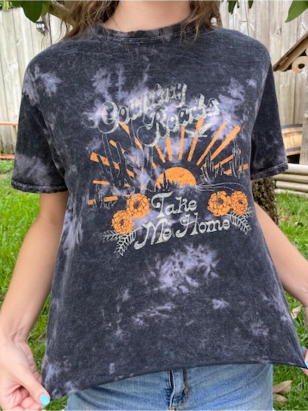 Take Me Home Country Roads Distressed Graphic Tee 100% cotton XL RARE